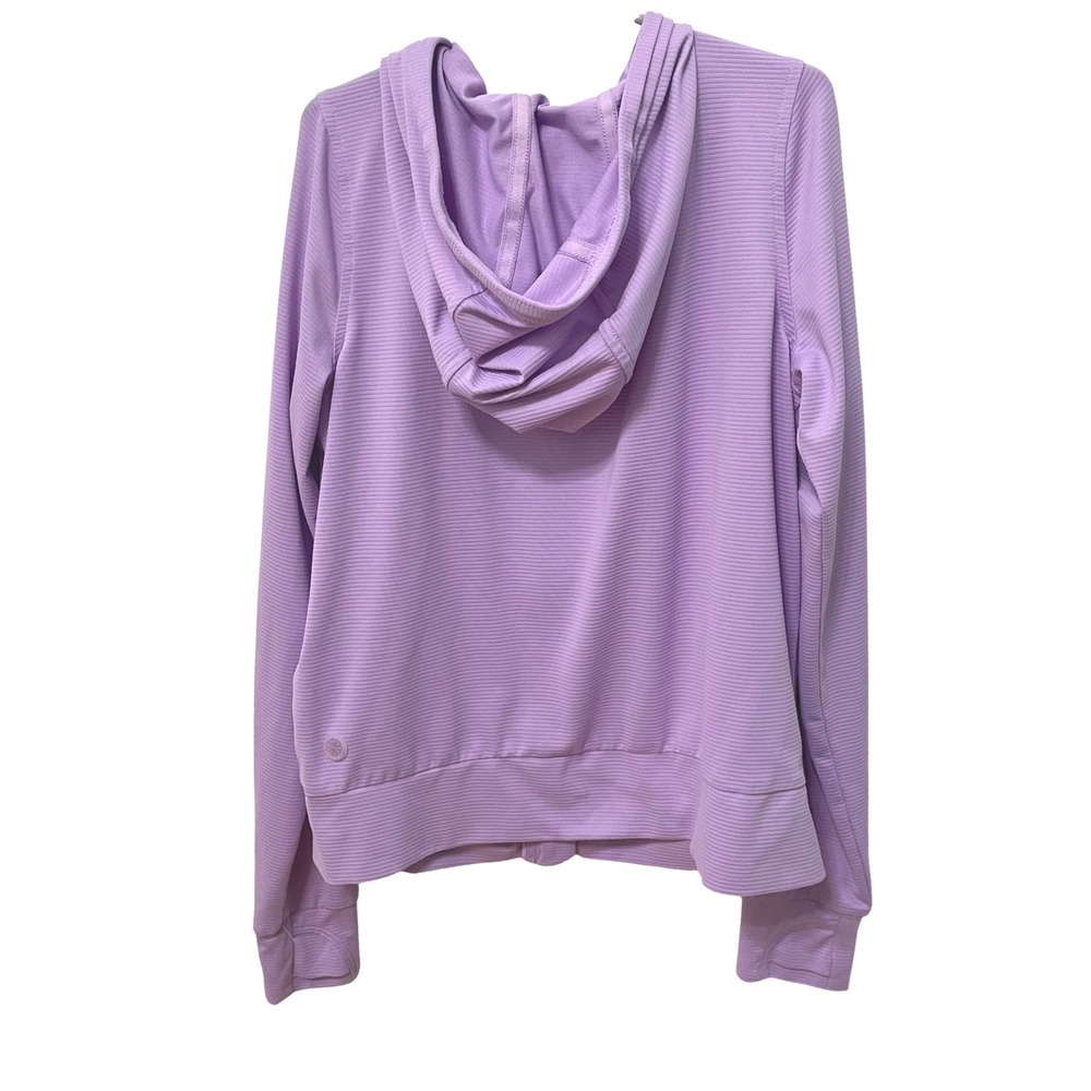 NWOT Athleta Girl Purple Zip Hoodie Textured Activewear Jacket Thumbholes L 12 - Picture 3 of 10